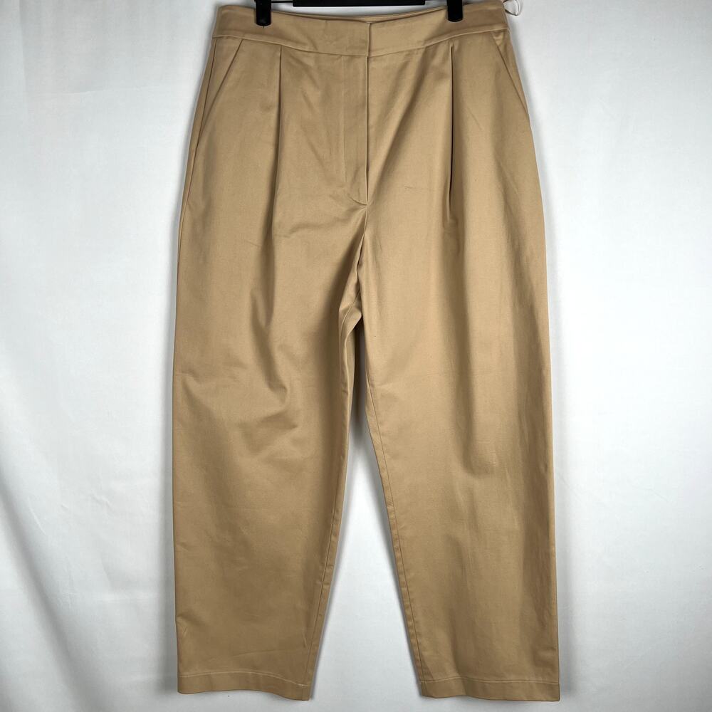 Anthropologie Exquise Tan‎ Pleated Trousers Neutral Minimalist Workweae size L